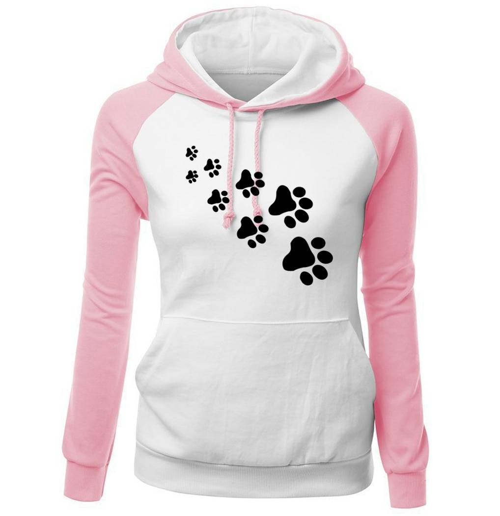 Women's Paw Printed Hoodie For Pet Lovers T-shirts & Sweatshirts