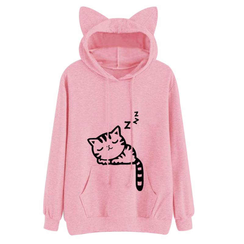 Women’s Cat Printed Hoodie For Pet Lovers T-shirts & Sweatshirts