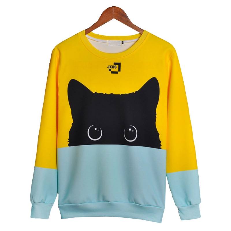 Women’s 3D Cute Cat Printed Hoodie For Pet Lovers T-shirts & Sweatshirts