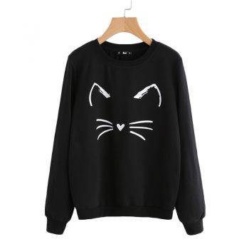 Women's Cat Printed Sweatshirt - Adorable Darling