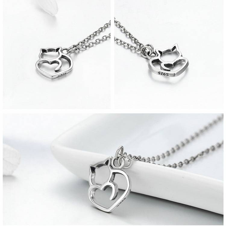 925 Sterling Silver Cat Pendant Necklace For Pet Lovers Jewelry & Watches