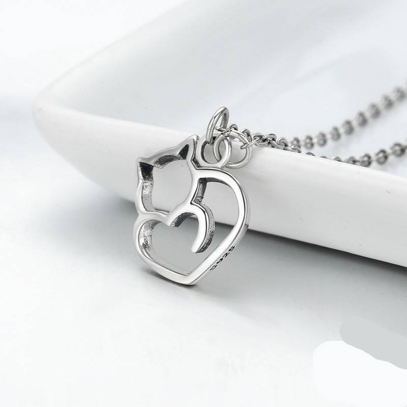 925 Sterling Silver Cat Pendant Necklace For Pet Lovers Jewelry & Watches