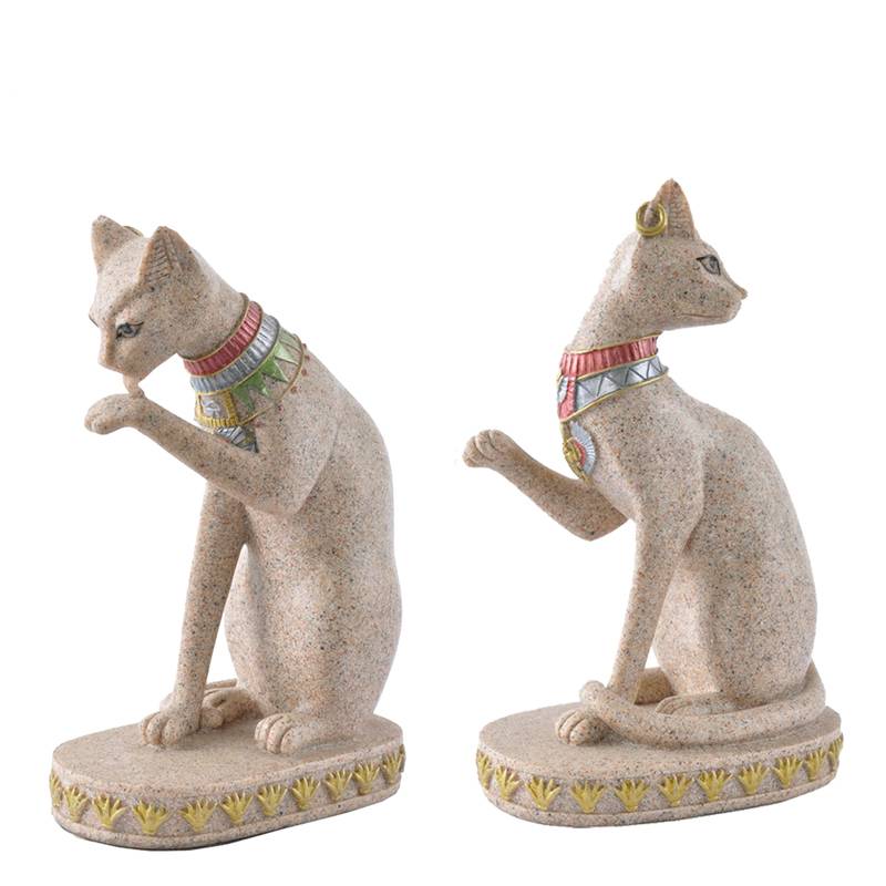 Sandstone Egyptian Cat Figurine For Pet Lovers Home Decor