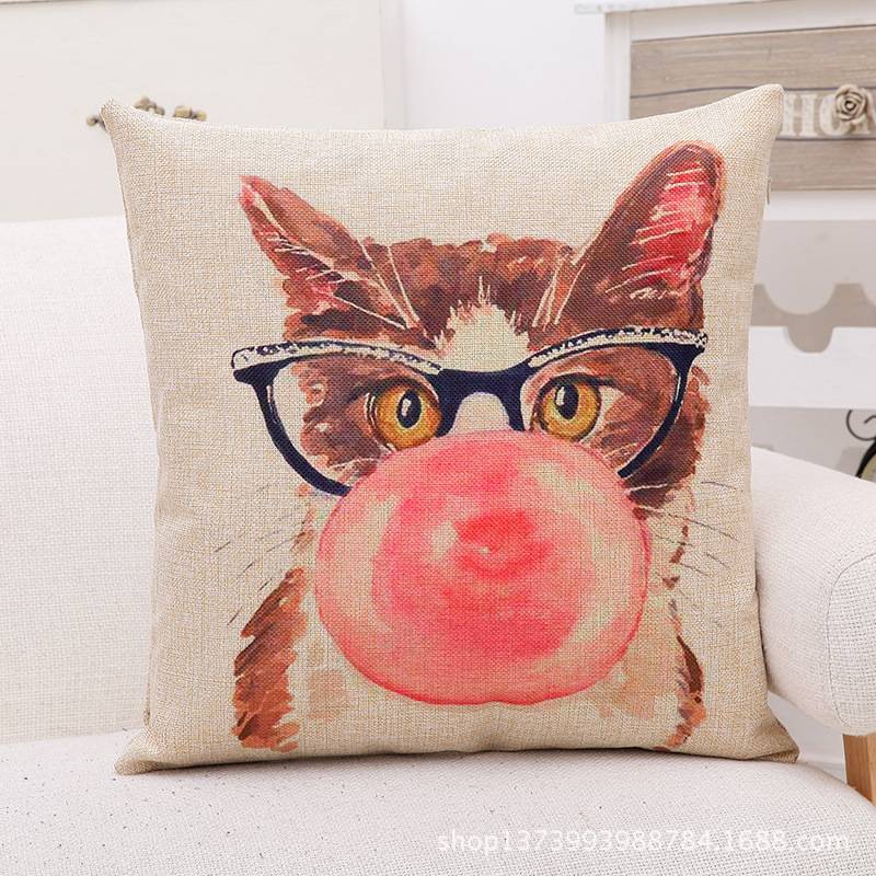 Cotton Cute Lovely Cat Design Decorative Cushion Cover For Pet Lovers Home Decor