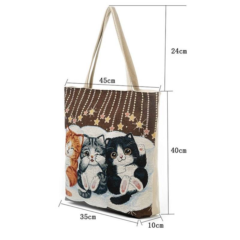 Women’s Beach Cats Embroidered Handbag Bags & Wallets For Pet Lovers