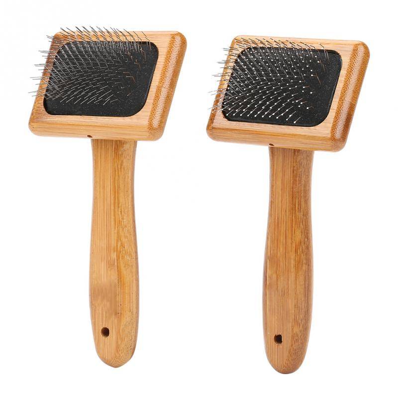 Bamboo Handle Pet Grooming Square Brush Cats Grooming & Care