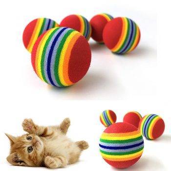 Rainbow Chewing Rattle Balls for Cat Cats Toys