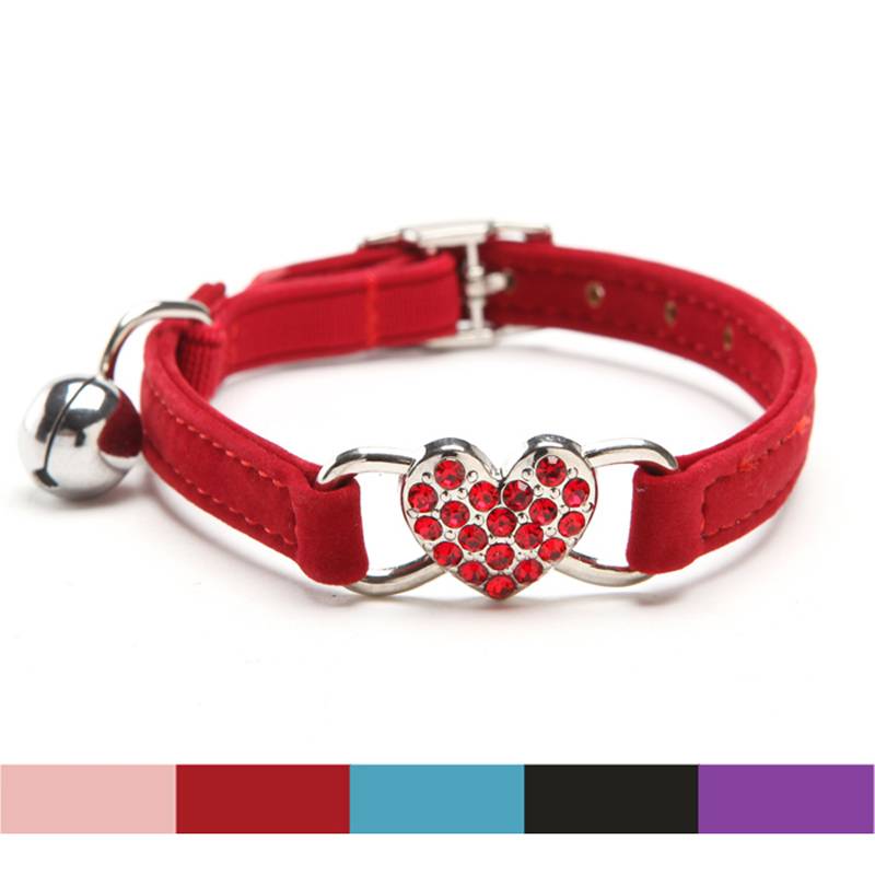 Cats Collar with Bell and Heart-Shaped Decoration Cats Collars, Harnesses & Leashes