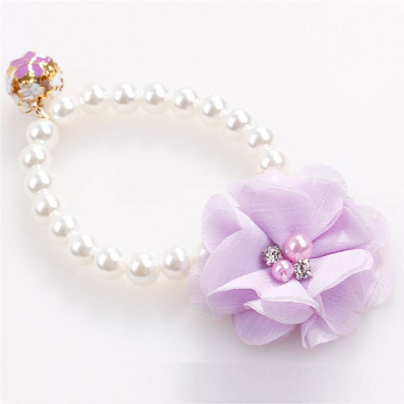 Pearl Collar for Cats with Lace Flower and Bell Cats Collars, Harnesses & Leashes