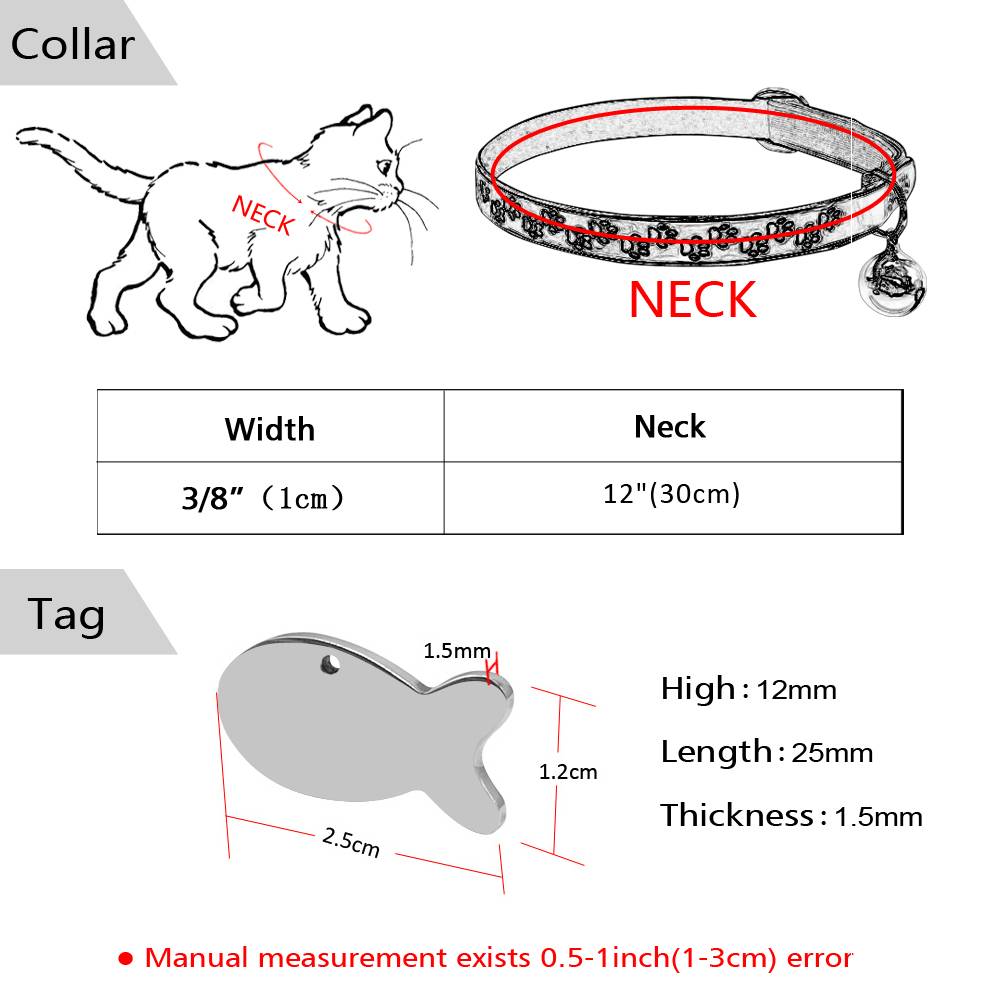 Safety Fluorescent Cat Collars with ID Tag in Shape Fish Cats Collars, Harnesses & Leashes