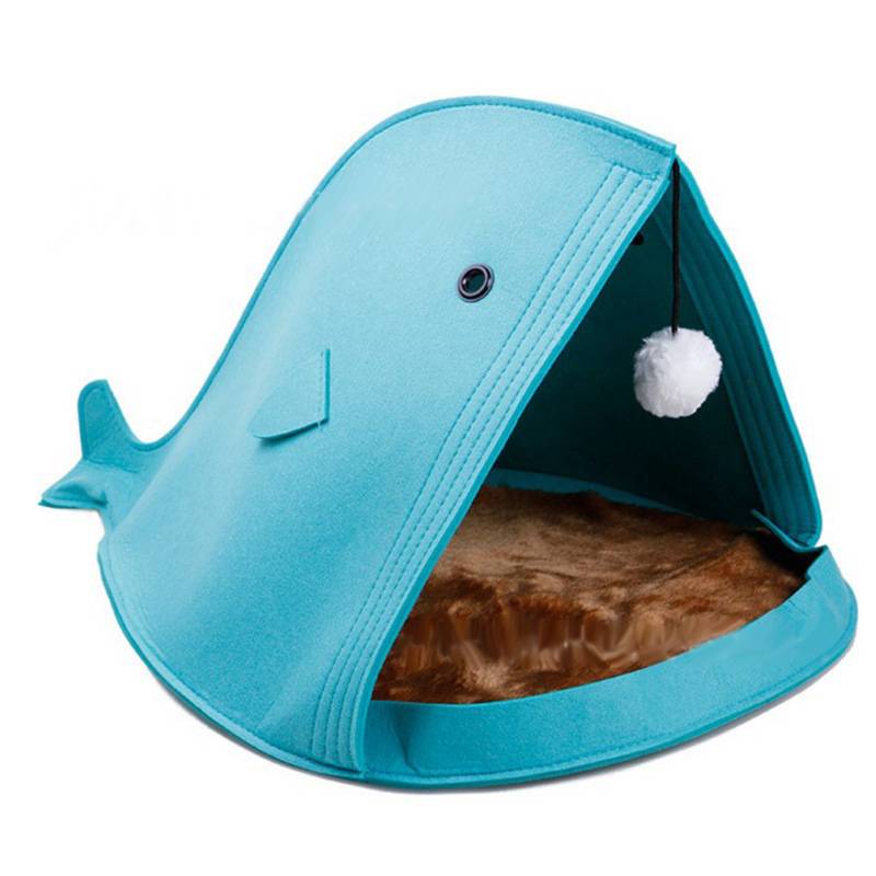 Foldable Whale Shaped Felt Bed Beds Cats