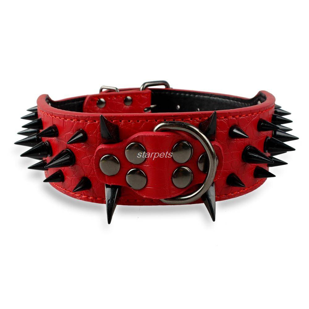 Spiked Leather Dog Collar Collars, Harnesses & Leashes Dogs