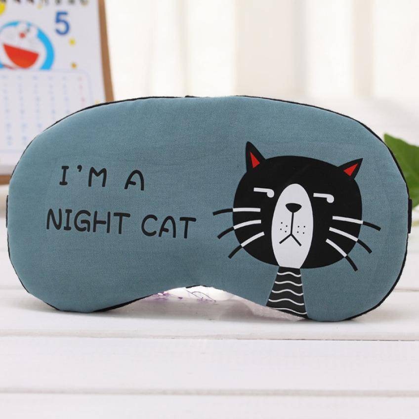 Flannel Eye Sleeping Mask Cat Print For Pet Lovers Travel Accessories