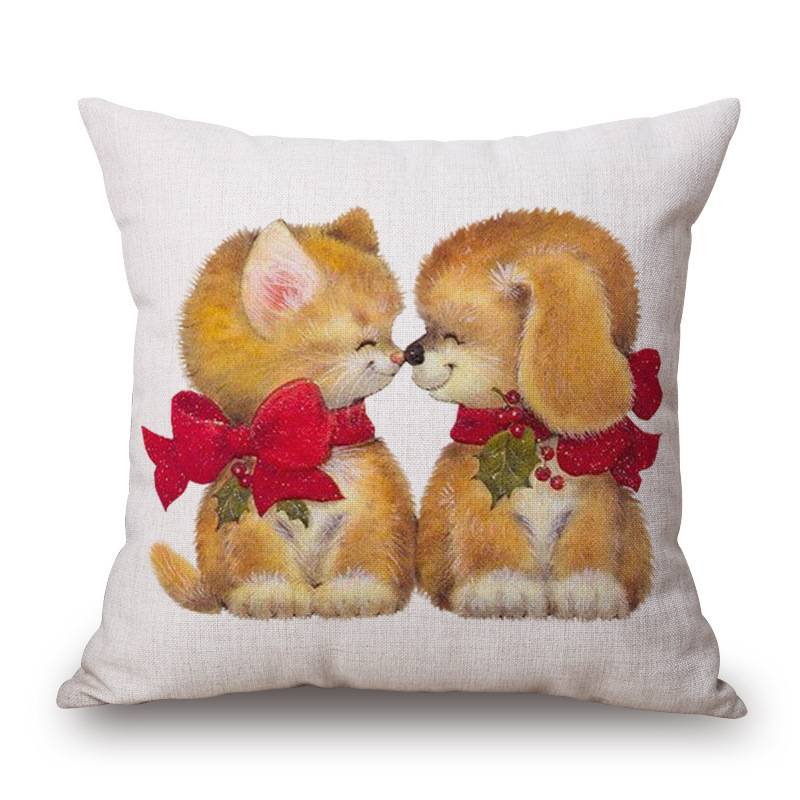 Christmas Dogs And Cats Prints Cushion Covers Pet Christmas Costume and Toy