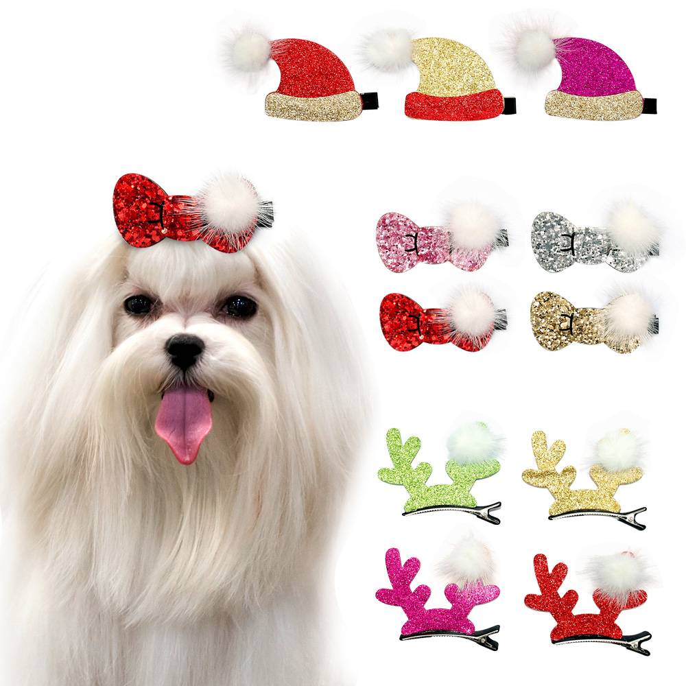 Christmas Style Dog Hair Clips Pet Christmas Costume and Toy
