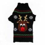 Dog’s Christmas Sweater Clothing For Dogs Pet Christmas Color: Black Reindeer Size: XXS